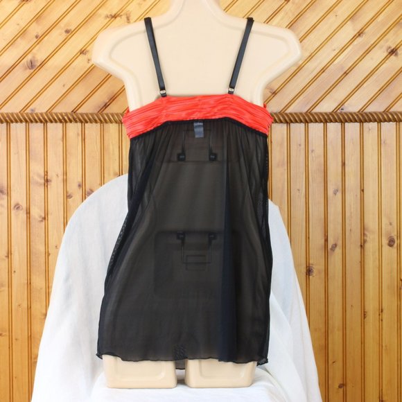 Shirley of Hollywood Black & Red Negligee Ruching Eyelets Adjustable Straps N118 - Picture 3 of 8